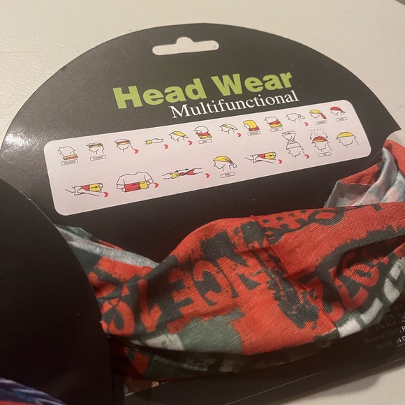 2 Multifunctional Headwear Scarf - Red and Black lot - Picture 3 of 3